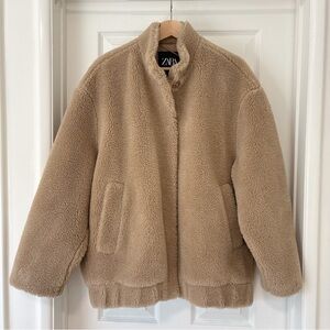 Zara Beige Teddy Shearling Coat
